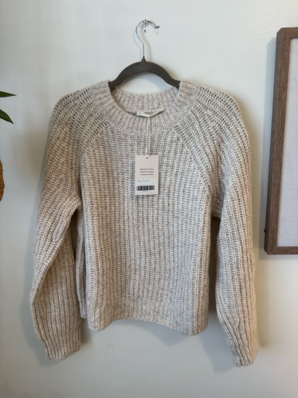 NWT Everlane The Fisherman Crew in Cloud, Heathered Oat, Sz S